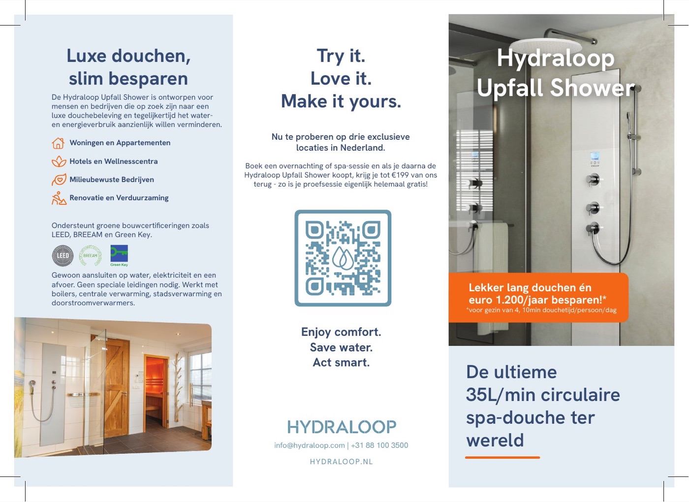 Voorblad van de Hydraloop Shower trifold